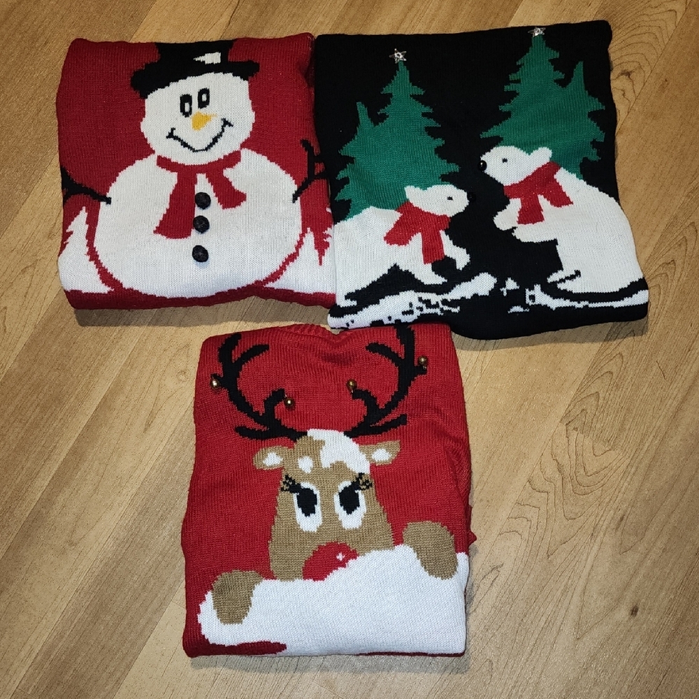 Holiday Sweaters with Snowman, Reindeer, and Polar Bears